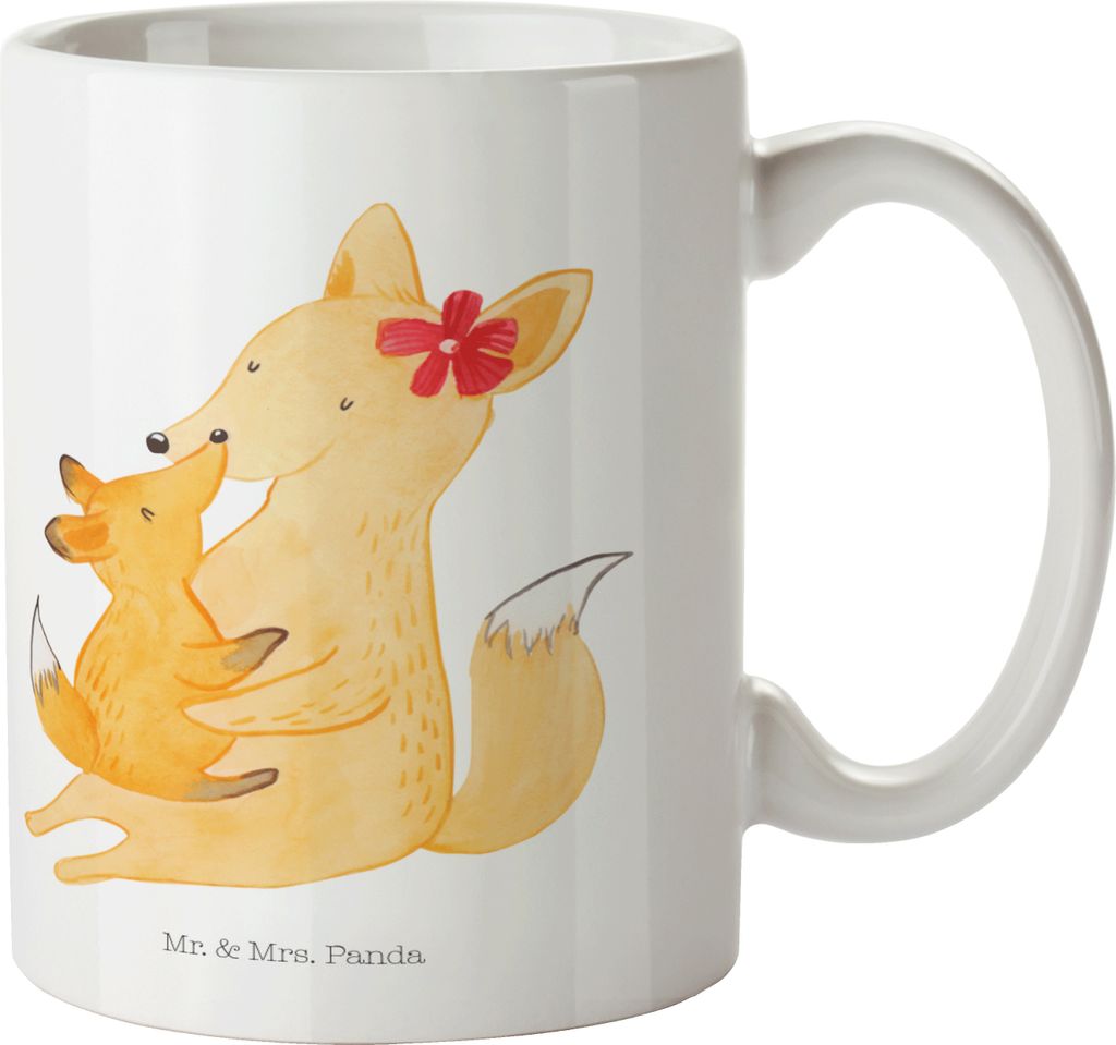 Mr. & Mrs. Panda Kaffeebecher Fuchs Mama - Weiß - Geschenk, Schoß, schöne tasse, Kaffeetasse, cappuccinotasse, Muttertag, Tochter, Pott