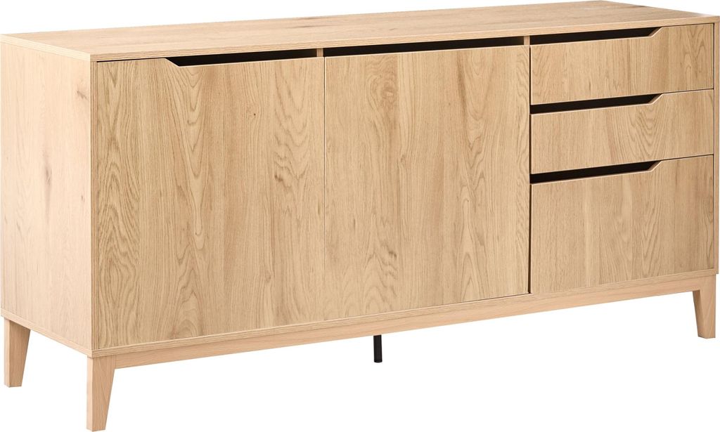 BELIANI Sideboard Hellbraun mit 2 Türen und Schubladen MDF-Aufbewahrung Holzbeine Wohnzimmer Skandinavischer moderner Stil