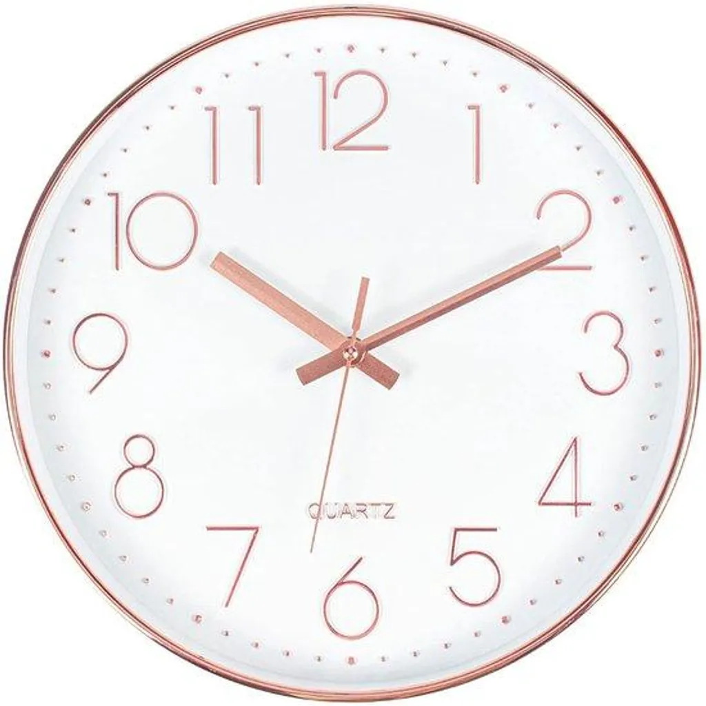 Horloge Murale pour Bureau et Café - Style Moderne 30 cm en Or Rose