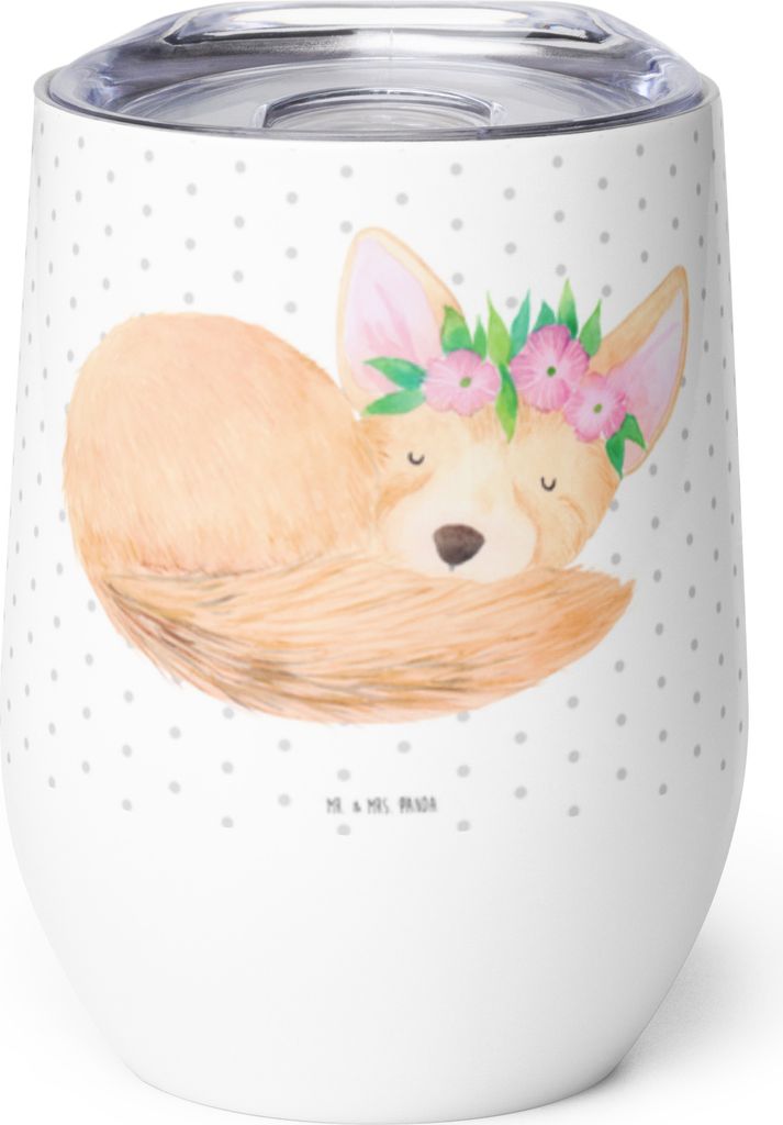 Mr. & Mrs. Panda Thermobecher Wüstenfuchs Blumen - Weiß - Produktbild 