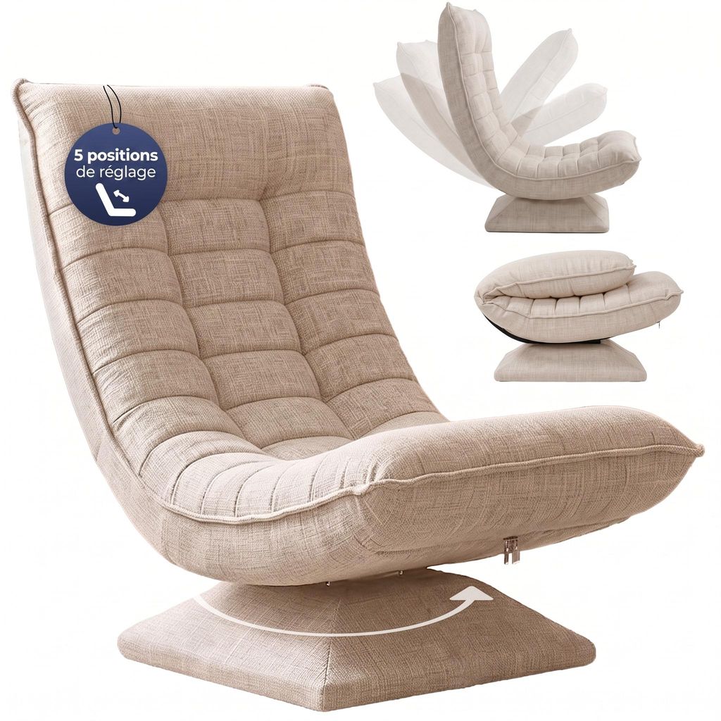 CASARIA Fauteuil tout confort pivotant 360 degrés crème Image du produit 
