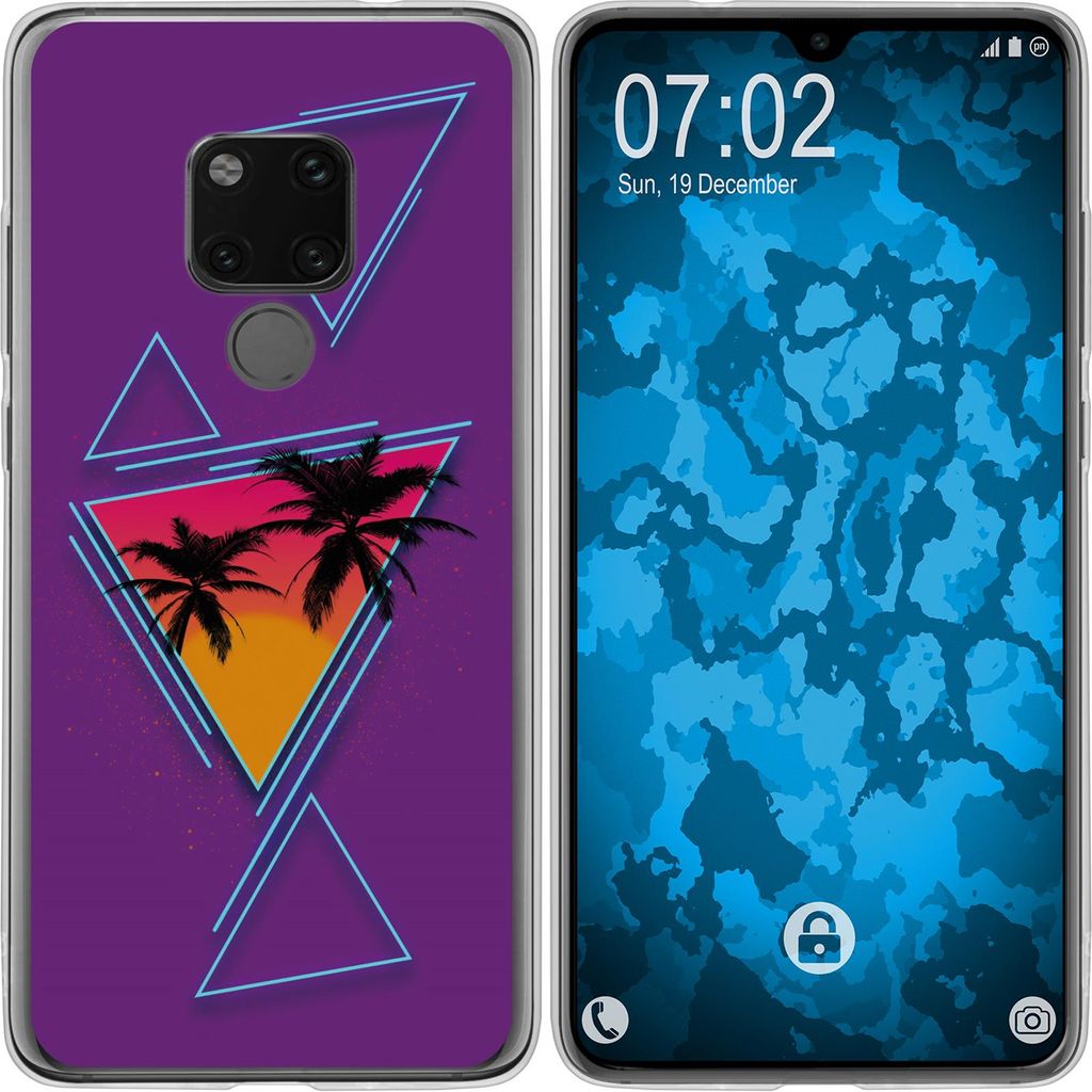 PhoneNatic Case kompatibel mit Huawei Mate 20 Silikon-Hülle Retro Wave Palmen M3