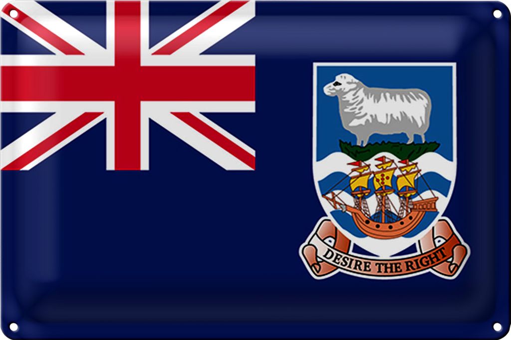 Blechschild Flagge FalklanSteckanschlussln 18x12cm Falkland Islands