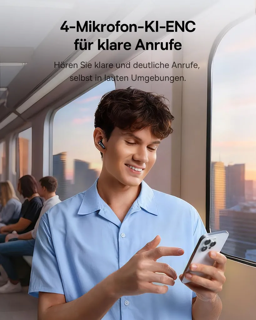 In Ear Kopfhörer Noise Cancelling, mit 43 dB ANC, Adaptive Geräuschunterdrückung, Earbuds mit 4-Mic KI Klarer Anruf, IP55, 41H Spielzeit,Bluetooth 6.0