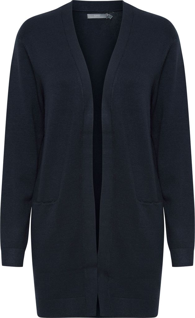 b.young BYNONINA Damen Lange Strickjacke Feinstrick Cardigan Longstrickjacke mit Eingrifftaschen Rippbündchen Relaxed fit