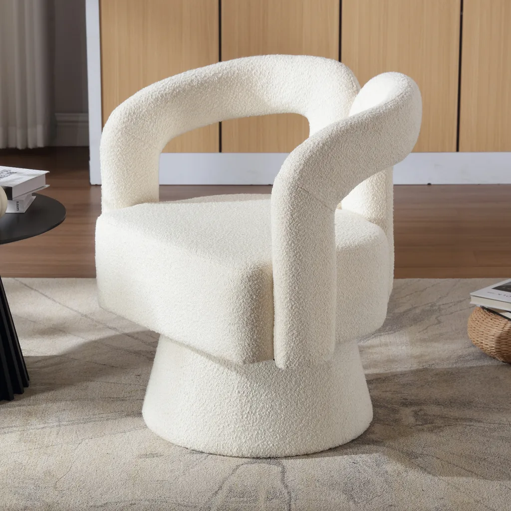 Chaise d'accentuation rembourrée, fauteuil de relaxation 360 beige