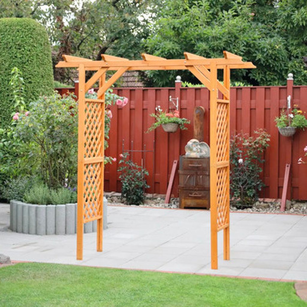 Pergola Bamberg ohne Pflanzkästen, LxBxH: 200 cm x 51 cm x 208 cm, Kiefer, honigbraun