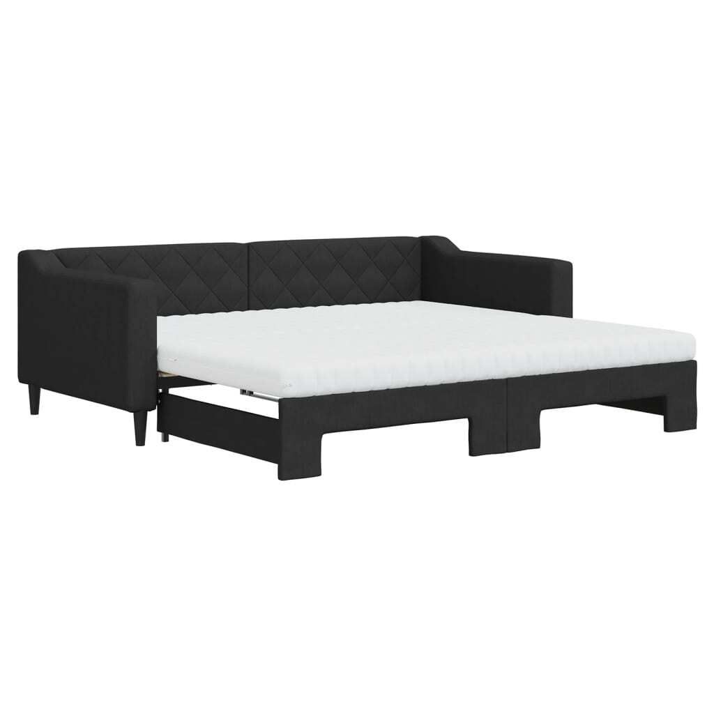 vidaXL Lit de jour extensible avec matelas noir 90x190 cm Image du produit 