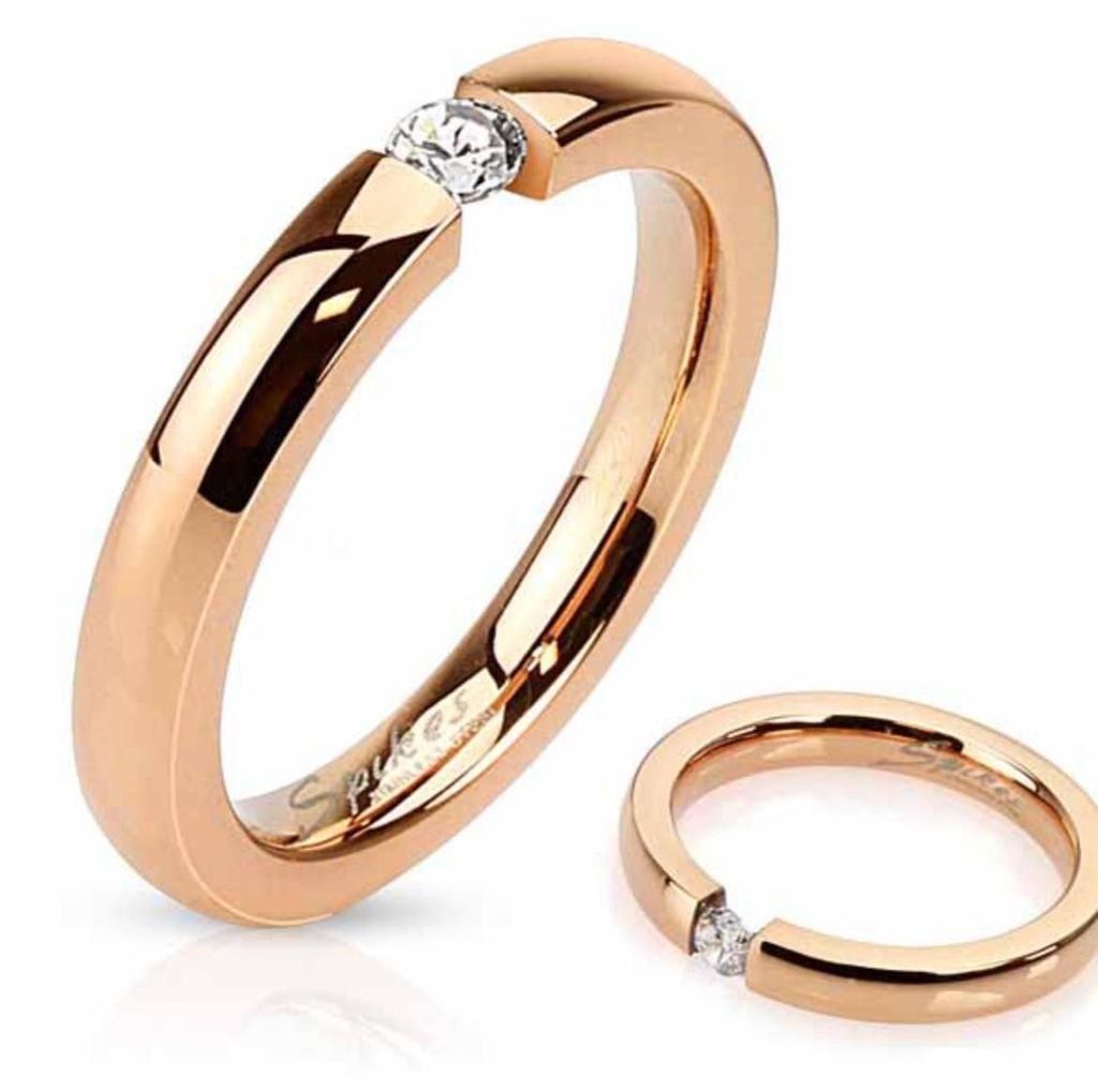 Spannring Verlobungsring roségold Edelstahl Ring mit Produktbild 