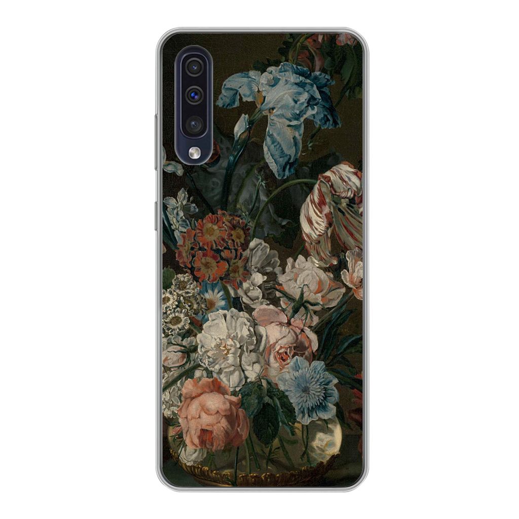 MuchoWow Handyhülle Schutzhülle Hülle für Samsung Galaxy A30s Stilleben mit Blumen - Gemälde von Cornelia van der Mijn Silikon Softcase Hand...