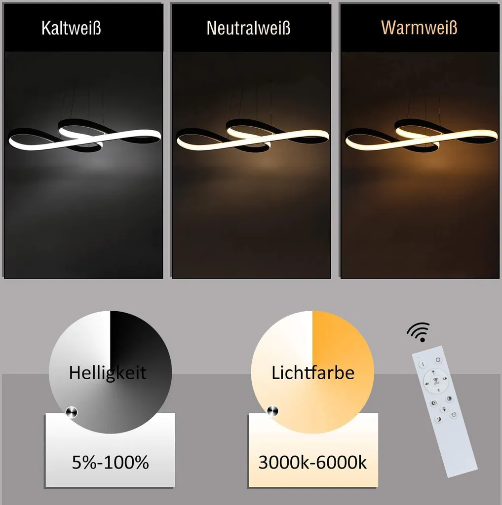 Lampe de Table LED à Intensité Variable avec Télécommande Noire 47W - 5