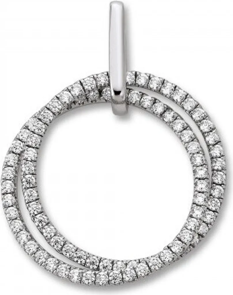 Ciondolo cerchio di zirconi 925/- argento rodiato lucido