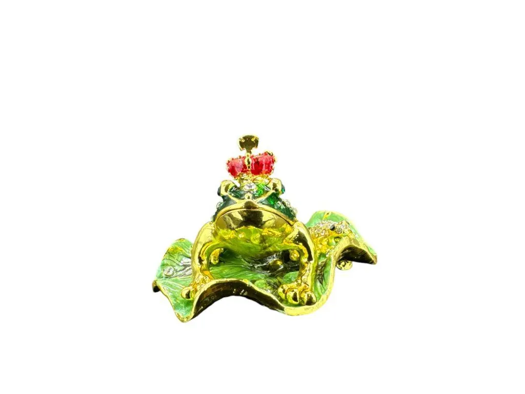 Boîte à bijoux Grenouille sur une feuille Style Fabergé P23090C 7cm
