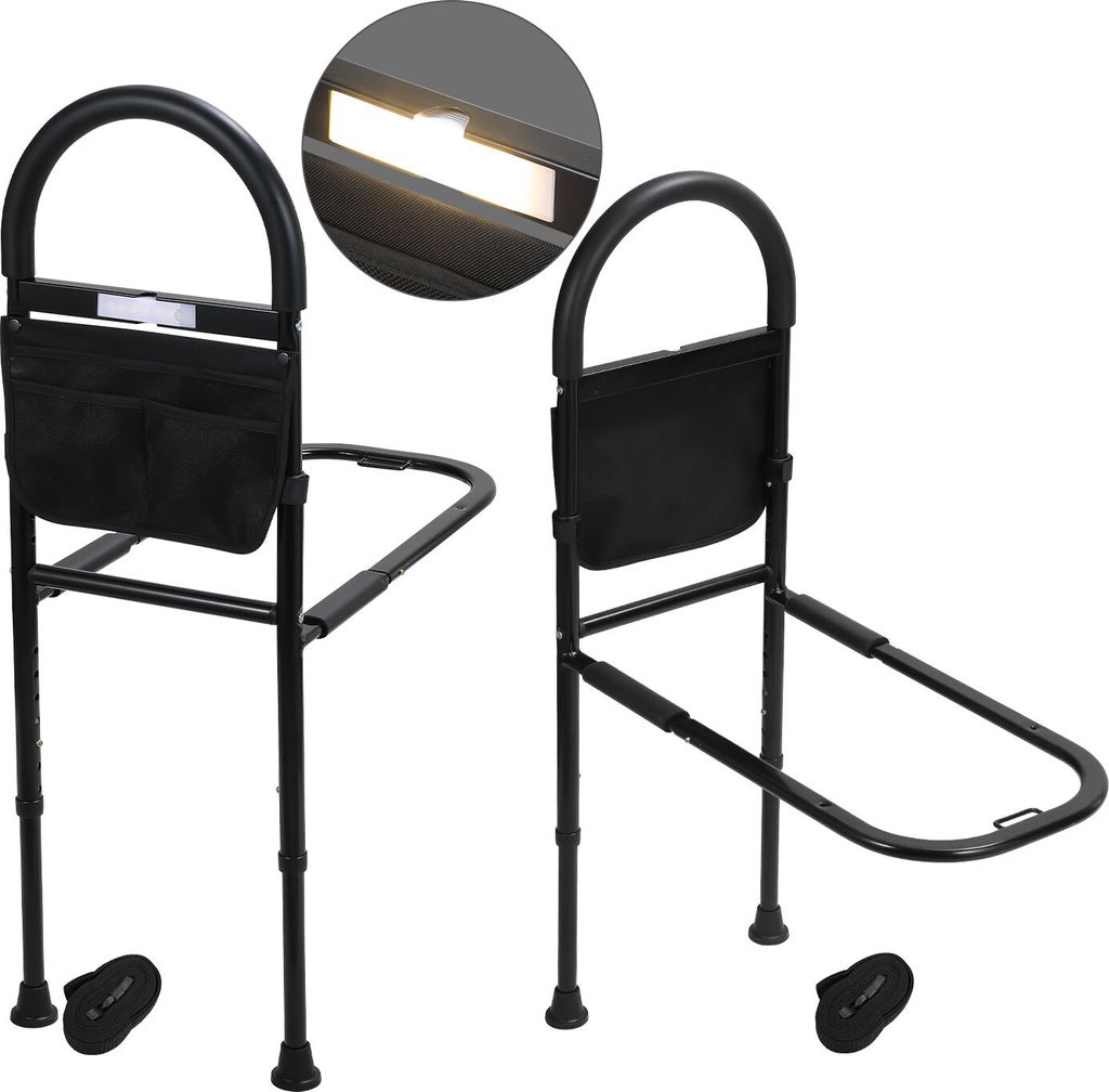 TolleTour Bettgitter Aufstehhilfe Bett Haltegriffe Hilfsmittel für Senioren Verstellbare 80-104cm, mit LED
