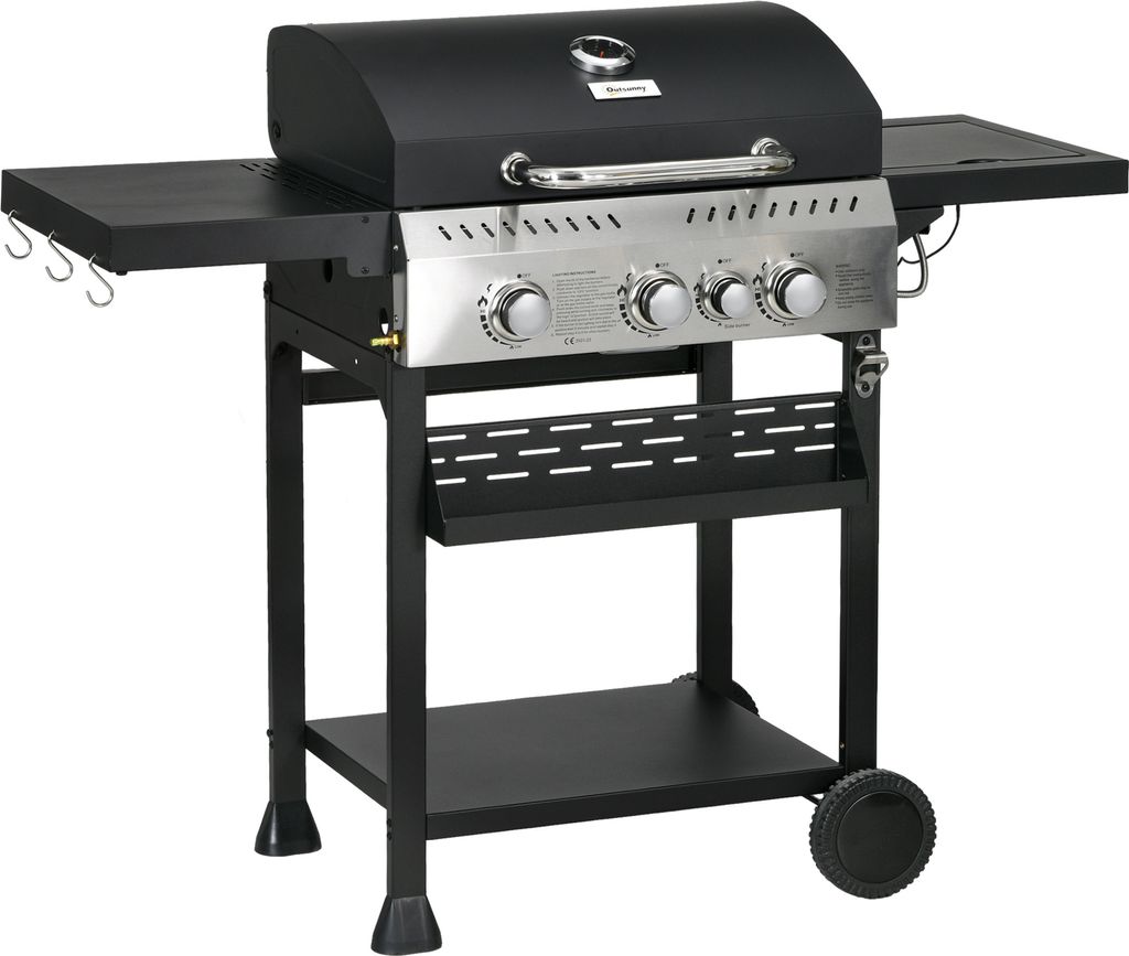 Plynový gril Outsunny 3 KW 3+1 hořák Grilovací vozík z Obrázek produktu 
