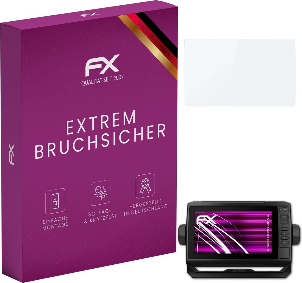 atFoliX FX-Hybrid-Glass Displayfolie kompatibel mit Garmin EchoMap UHD 72sv Glasfolie