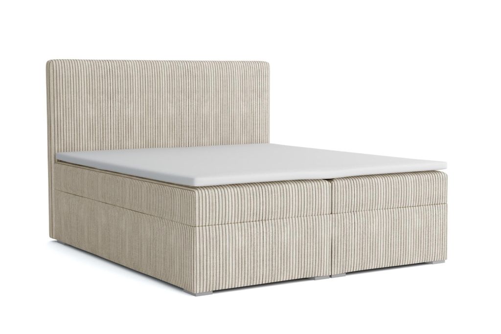 BOXBETT LOFT IV 200/200 Cord Creme mit Bonell-Federkernmatratzen H3