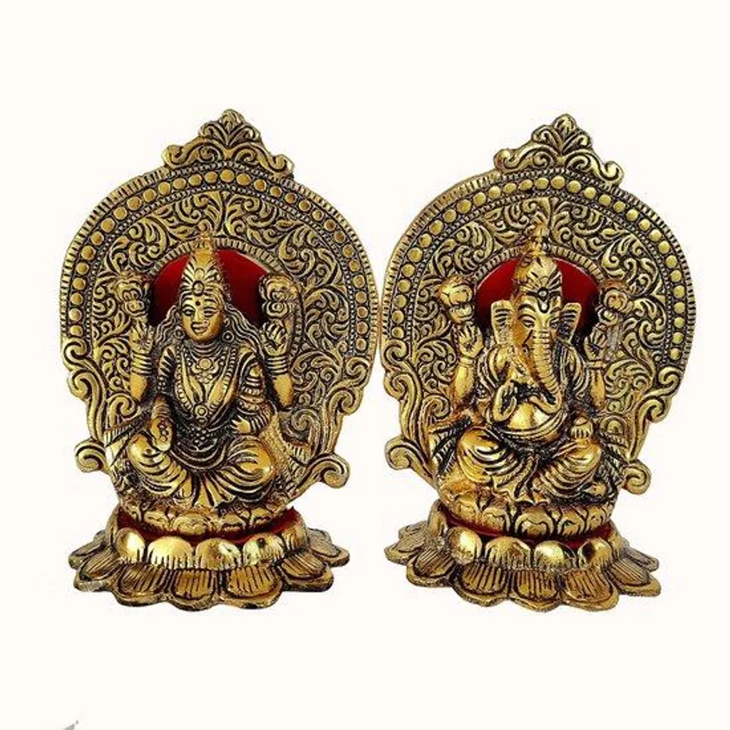 Idole antique en ivoire de Ganesh et Lakshmi - Objet religieux hindou