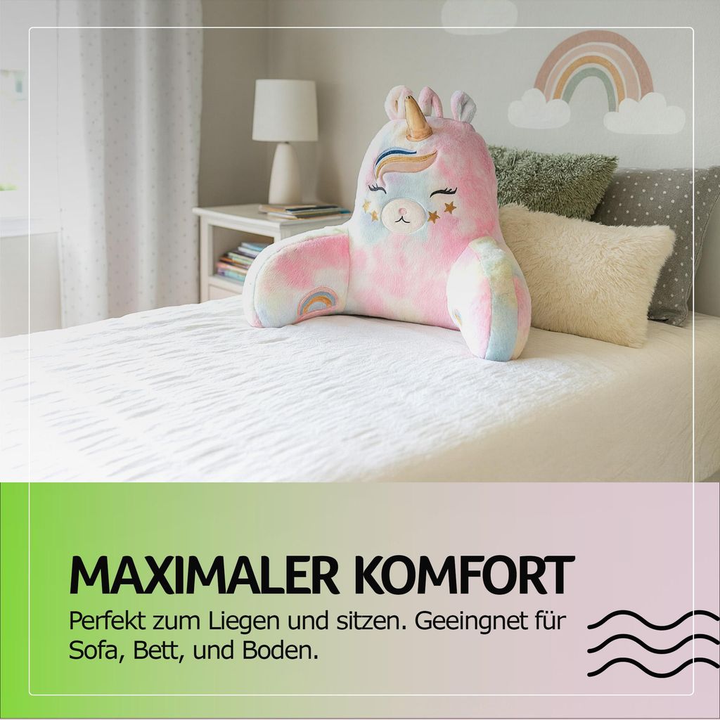 Bettsitzkissen mit Armlehnen 66x37x48 cm Einhorn, Lese- &