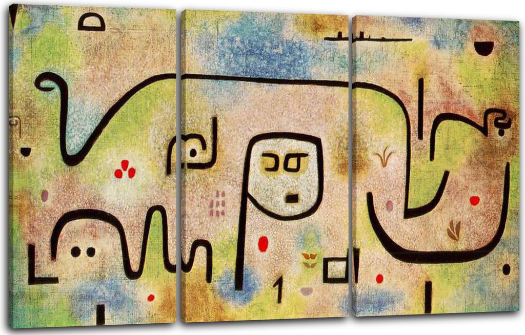 Leinwandbild 3-teilig (120x80cm): Paul Klee - Insula Dulcamara (1938), echter Holz-Keilrahmen inkl. Aufhänger, handgefertigt in Deutschland