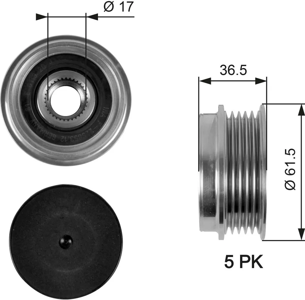 Poulie roue libre d'alternateur pour Audi A4 et Passat 3B Gates OAP7041