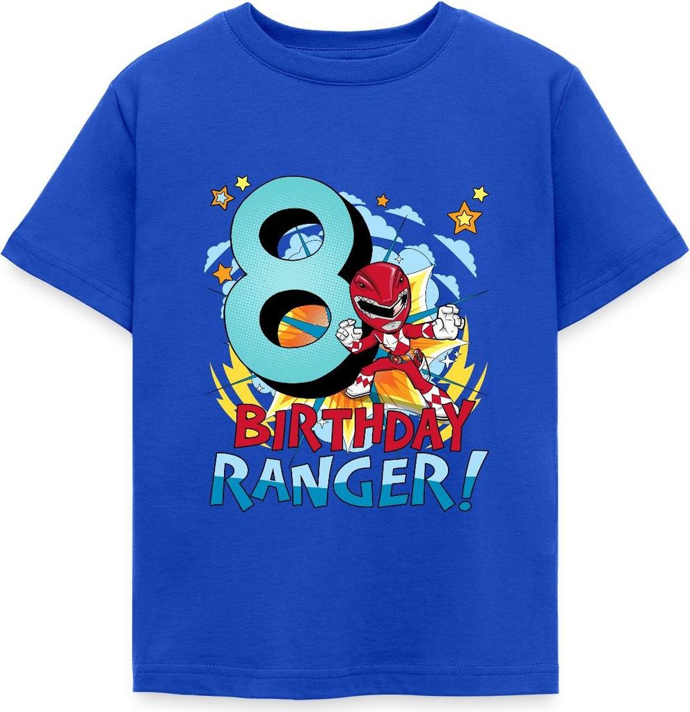 Spreadshirt Power Rangers Geburtstag 8. Jahre Kinder T-Shirt, 110/116 (5-6 Jahre), Royalblau