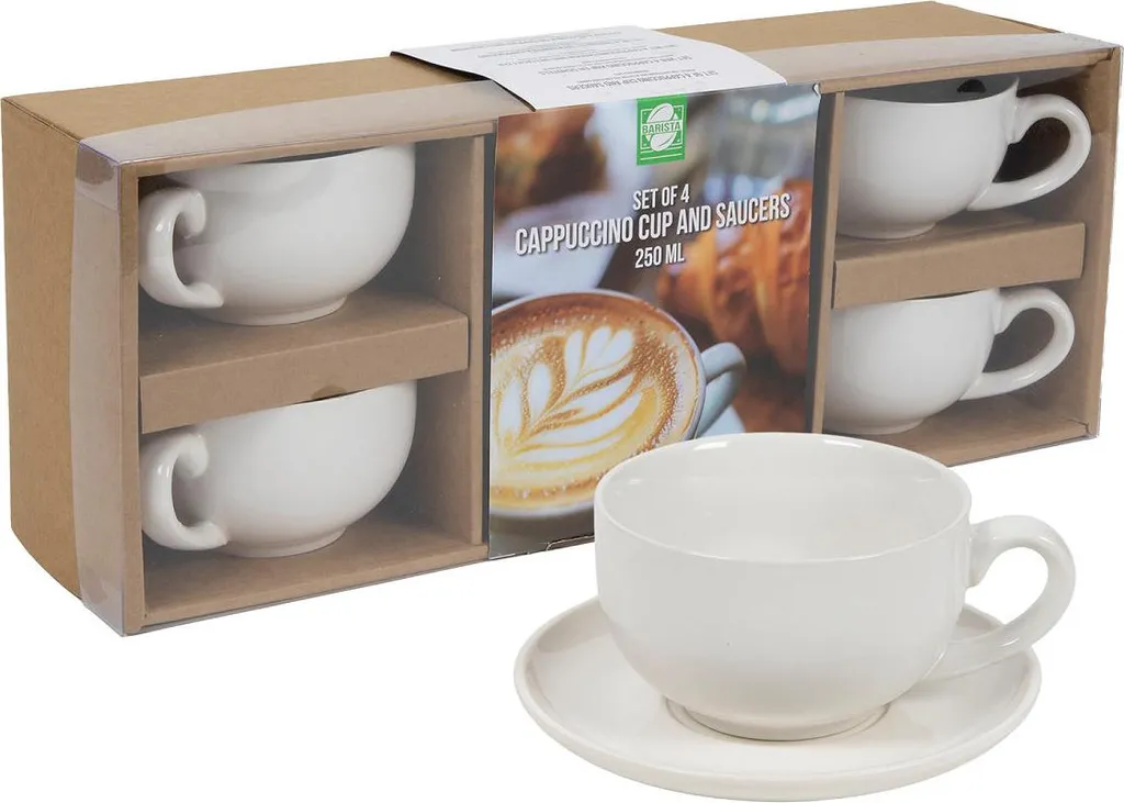 Set Tazze e Piattini Eco-Friendly 250ml Multicolore 4 Pezzi