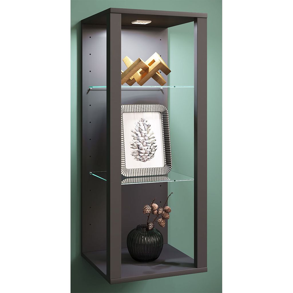 VCM Glasvitrine hängend | Vitrine Glas mit ESG-Sicherheitsglas | Maße ca. . H. 90 x B. 35 x T. 35 cm | Hängevitrine Glas | Modern und platzspare...