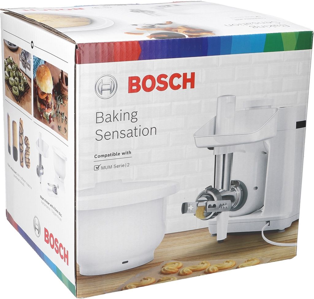 A product box for a Bosch kitchen machine attachment.