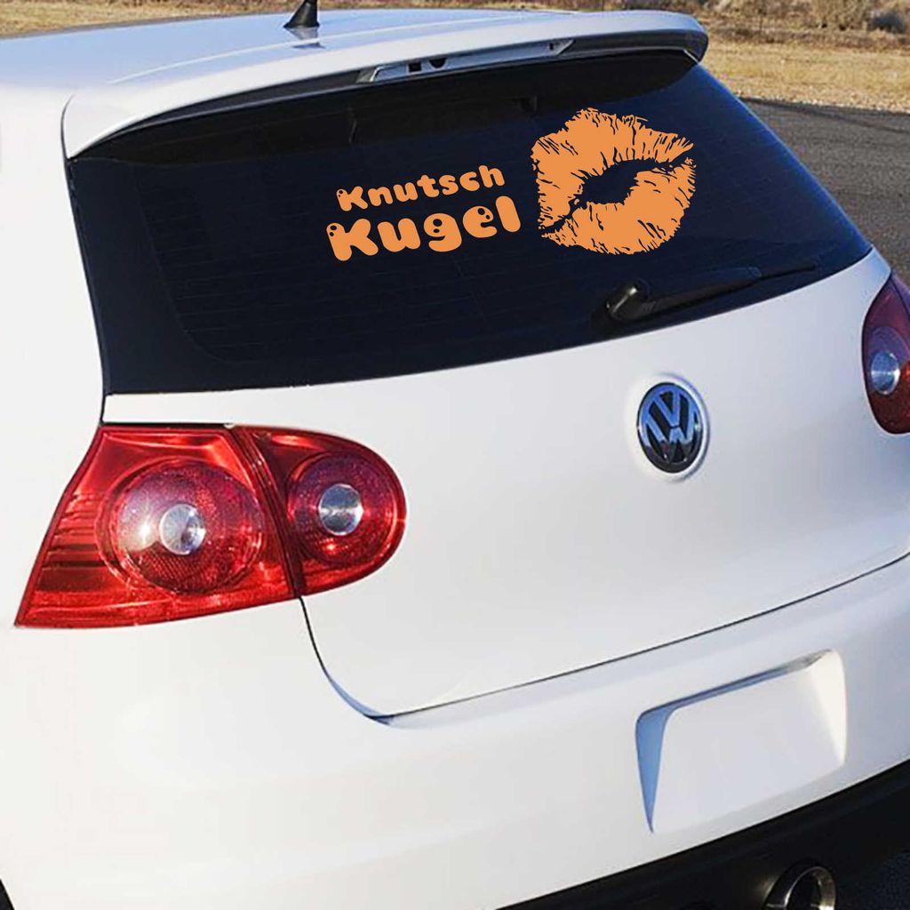 Aufkleber - Autoaufkleber "Knutschkugel" 60cm x 25cm orange - Tuning Carystyling Heckscheibe Auto