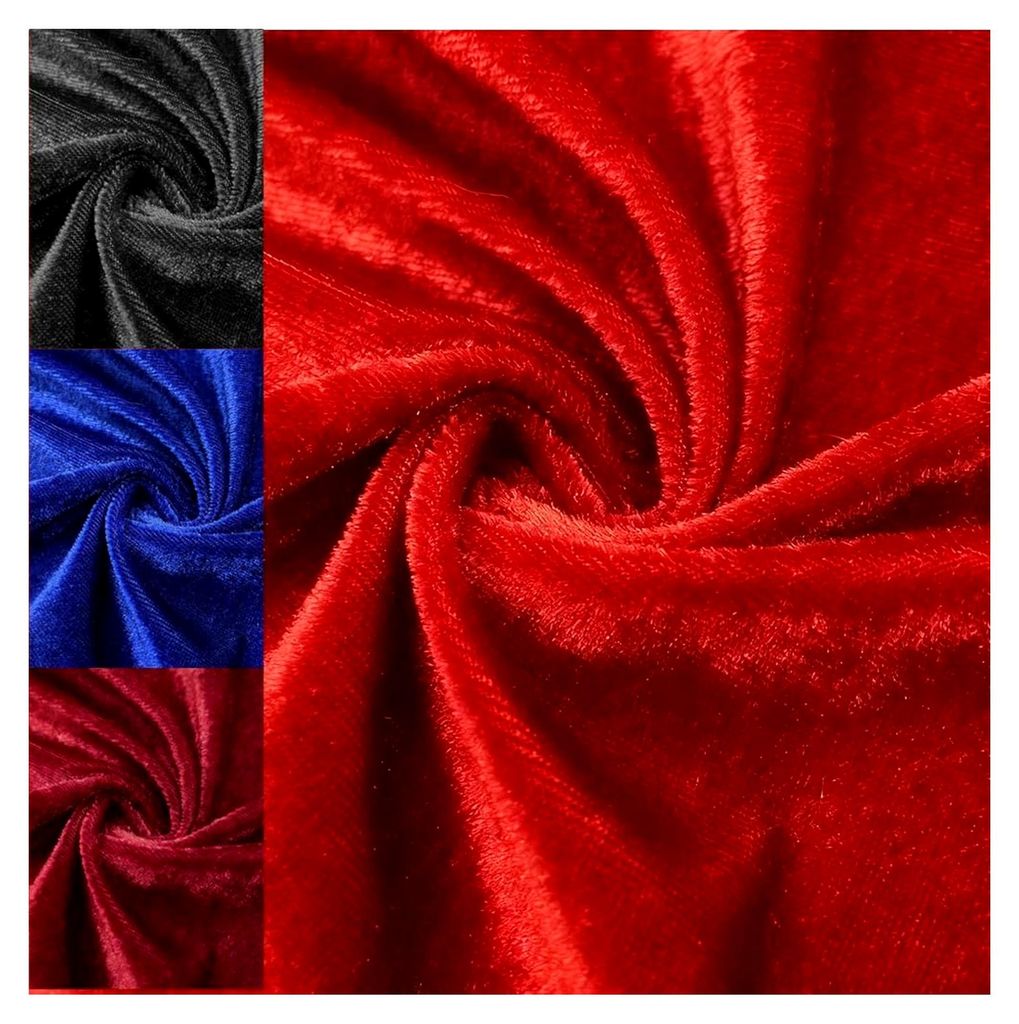 Samtstoff, 2m x 155cm, glänzender Stretchstoff für Vorhänge, Gardinen, Kostüme, Kleider, Bühnenoutfits, Tischdecken und Dekoration (Rot)