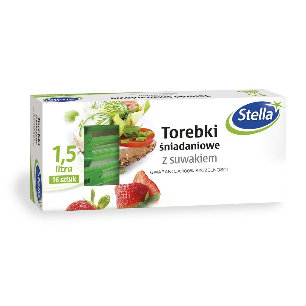 Torebki Śniadaniowe Z Suwakiem Stella 1.5L 16 Sztuk Zdjęcie produktu 