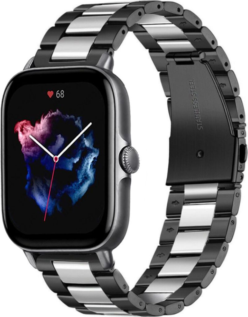 Strap-it Stahlarmband - Kompatibel mit Amazfit GTS 3 Armband Ersatzarmband Edelstahl - Gliederarmband mit Faltschließe - Hochwertiges Material - f...