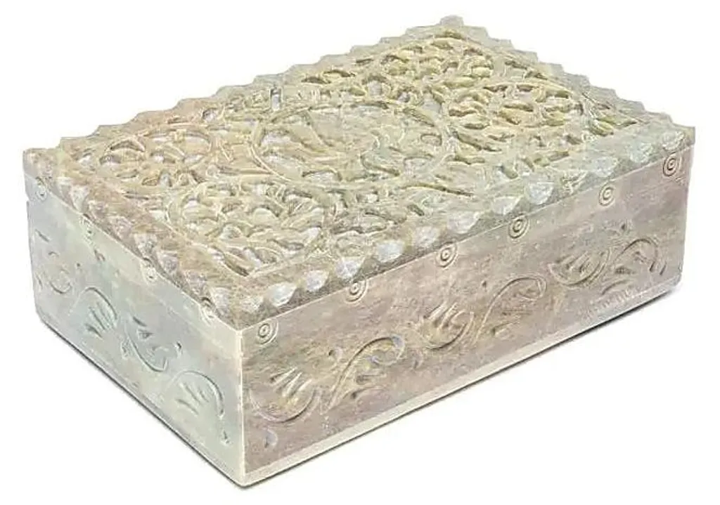 Boîte de Rangement Tarot Lotus en Pierre à Savon - Coffret 15x10cm