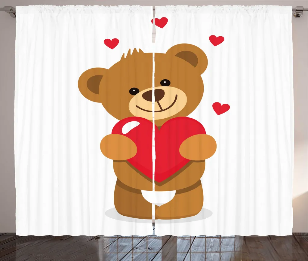 Rideau pour chambre d'enfant ou adulte motif Saint-Valentin 280x225 cm