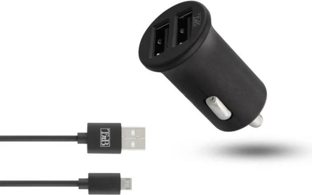 Caricabatterie per cellulare TnB per auto 8700 Alluminio