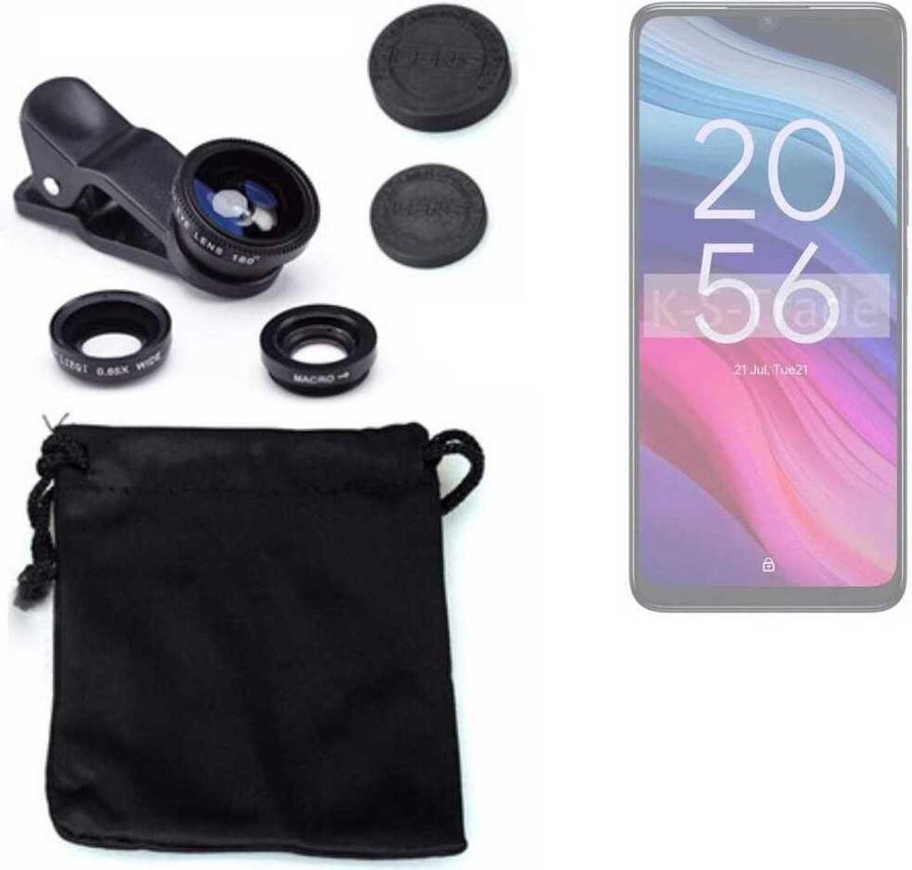 K-S-Trade Smartphone Kamera Linsen Set Kompatibel mit TCL 505 3in1 Clip-On Kamera Adapter Macro Weitwinkel FishEye Fischauge Objektiv Linse