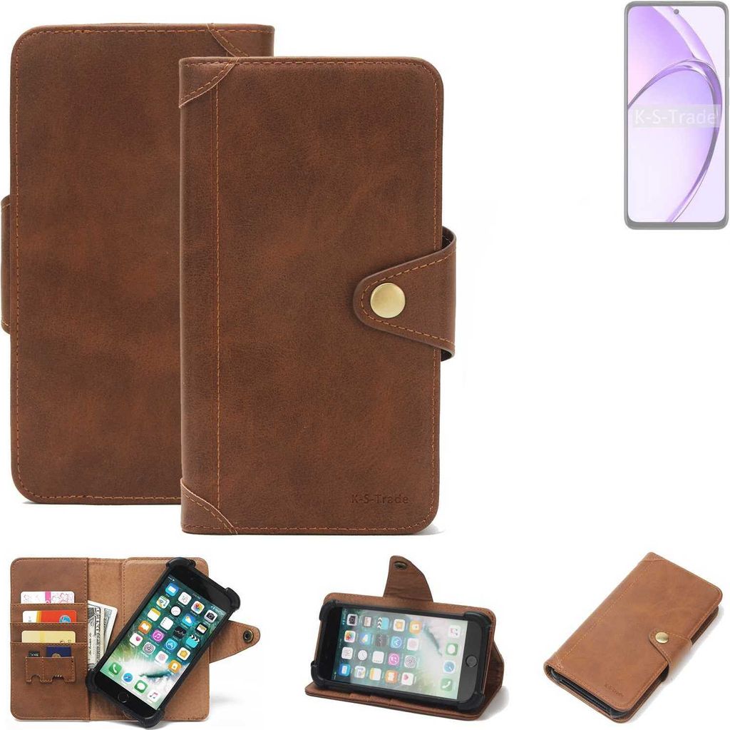 K-S-Trade Handyhülle kompatibel mit Oppo A80 5G Schutz Hülle Walletcase Bookstyle Tasche Case Handytasche Wallet Flipcase Cover PolyurethanBraun ...