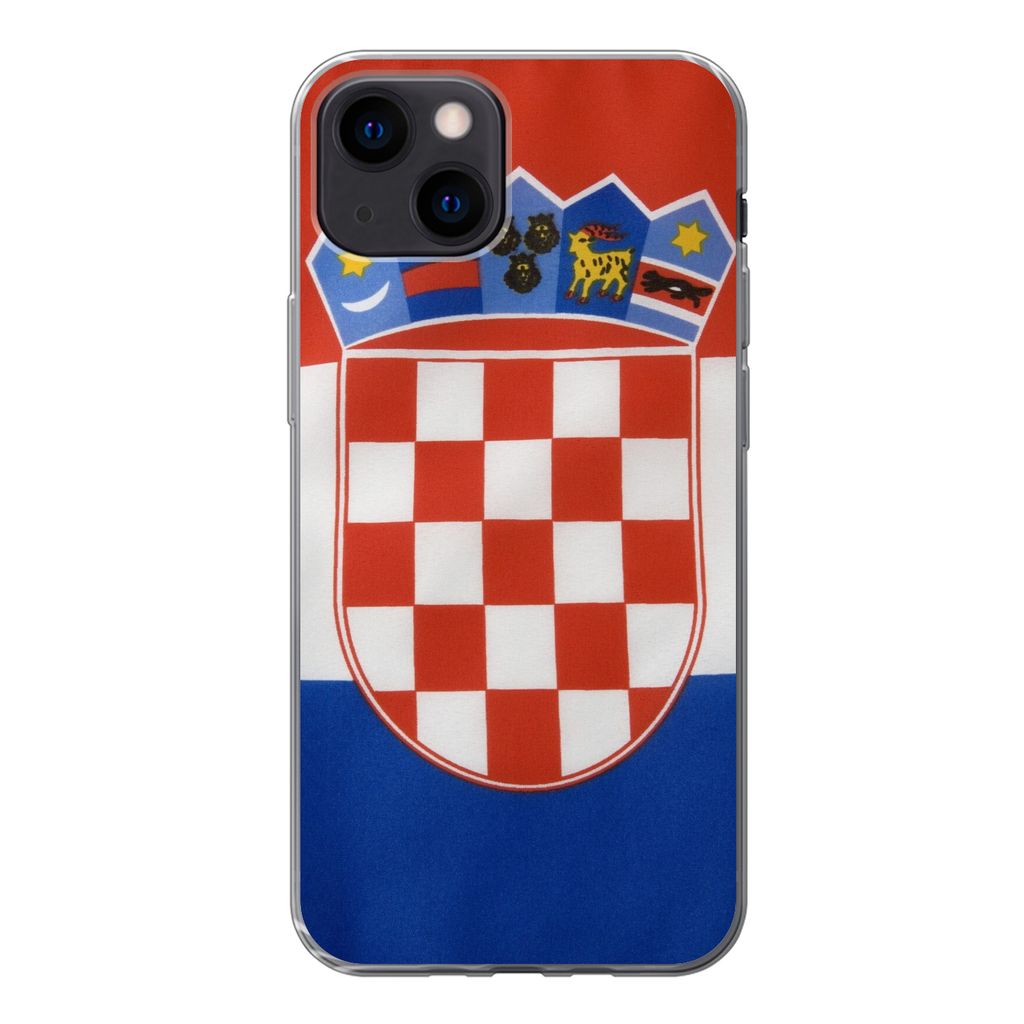 MuchoWow Handyhülle Schutzhülle Hülle für iPhone 13 mini Foto der kroatischen Flagge Silikon Softcase Handy Hülle - Softcase