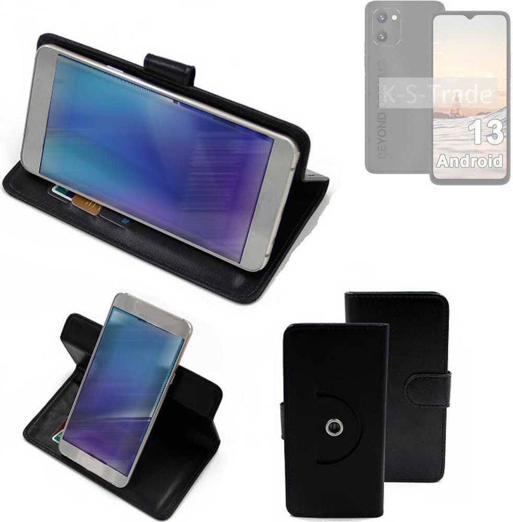 K-S-Trade Case Schutzhülle Handyhülle kompatibel mit UMIDIGI C1 Plus Flipcase Smartphone Cover Handy Schutz Tasche Klapphülle Walletcase schwarz