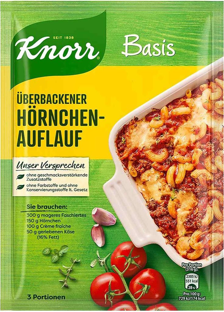 Knorr Basis für Überbackenen Hörnchen Auflauf 52g Produktbild 