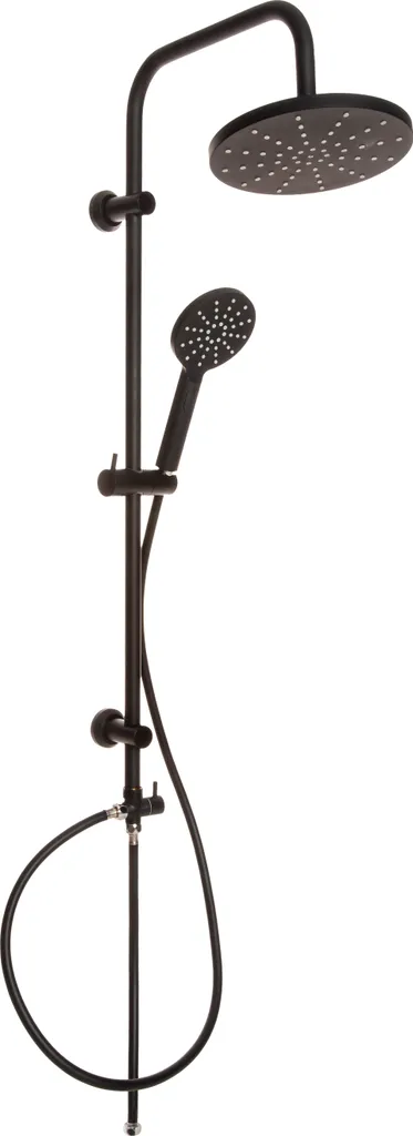Pommeau de douche effet pluie noir ajustable avec rotule pivotante en laiton