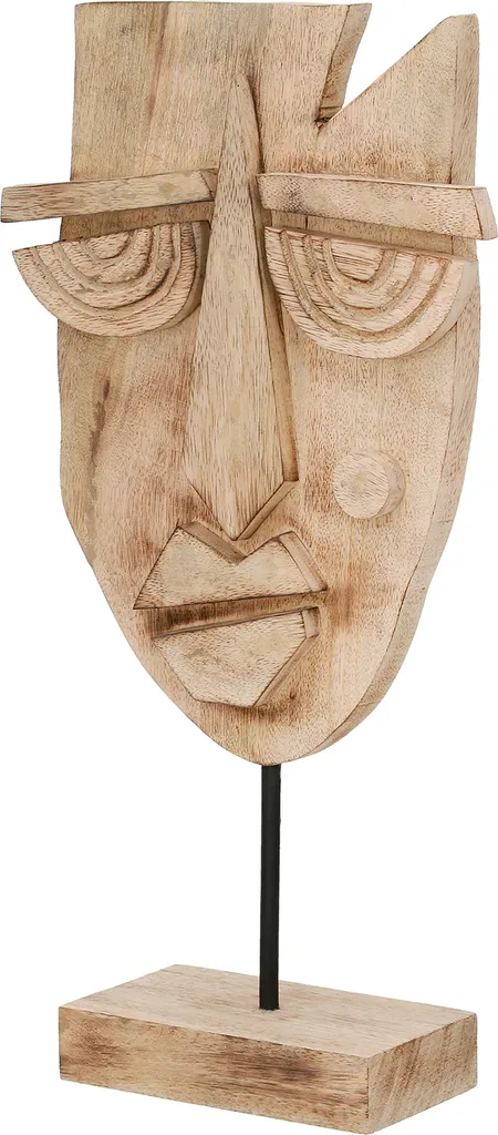 Masque Déco Yoruba en manguier naturel, Sculpture artisanale de 45 cm