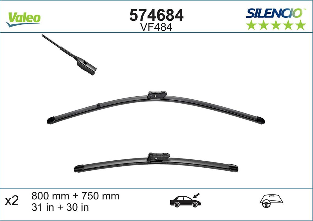 stierače VALEO SILENCIO X-TRM (sada 2) (800+750 mm) 574684 Obrázok produktu 