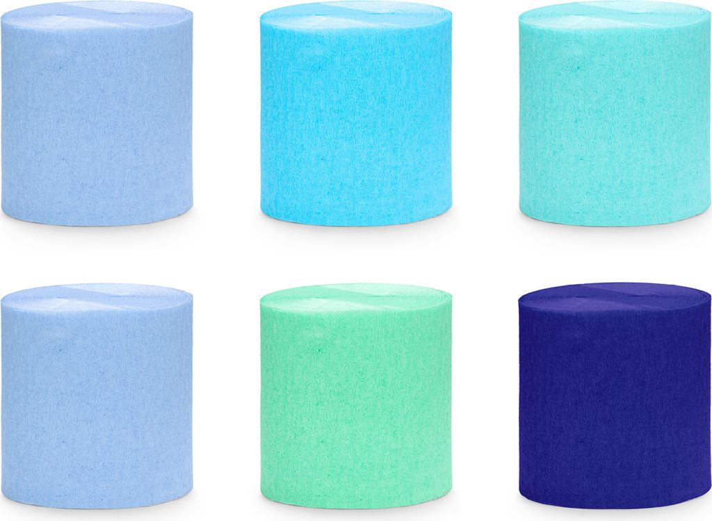 Krepppapier Rollen 5cm x 10m 6er Set Blau / Grün