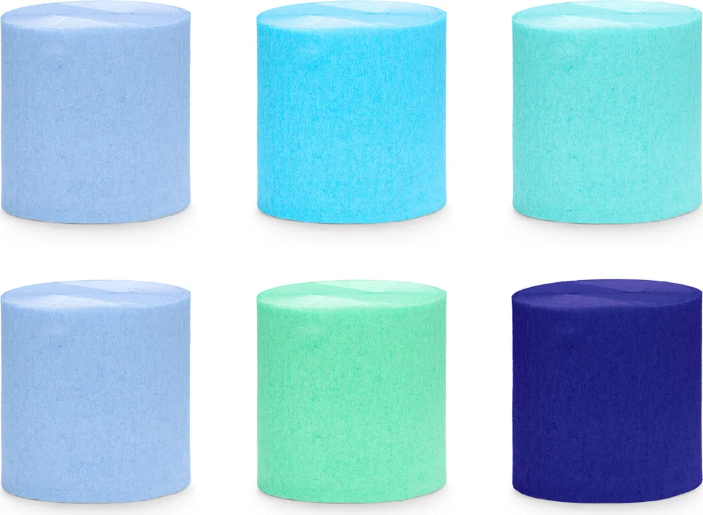 Set 6 Rotoli Carta Crespa 5cm x 10m Blu e Verde - Decorazioni DIY