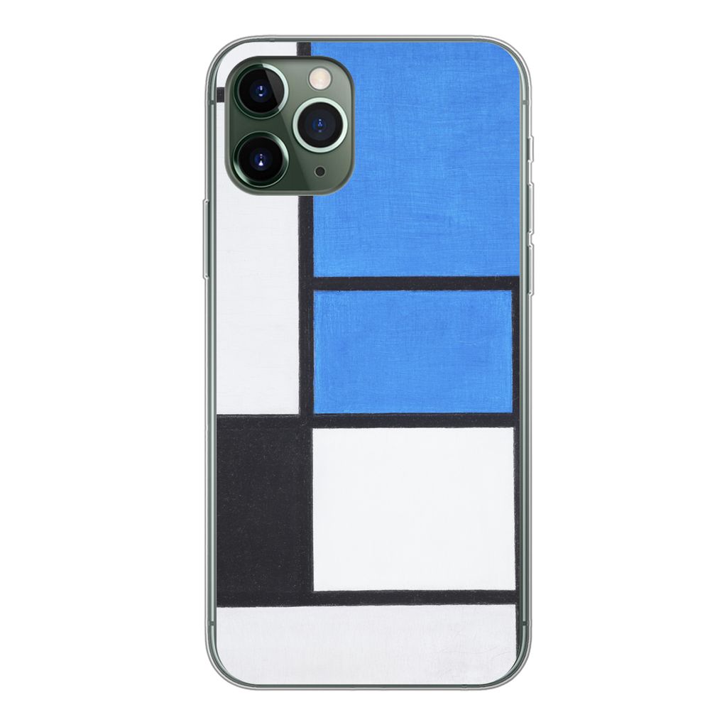 MuchoWow Handyhülle Schutzhülle Hülle für iPhone 11 Pro Komposition mit Blau, Rot, Schwarz, Gelb und Grau - Piet Mondrian Silikon Softcase Ha...