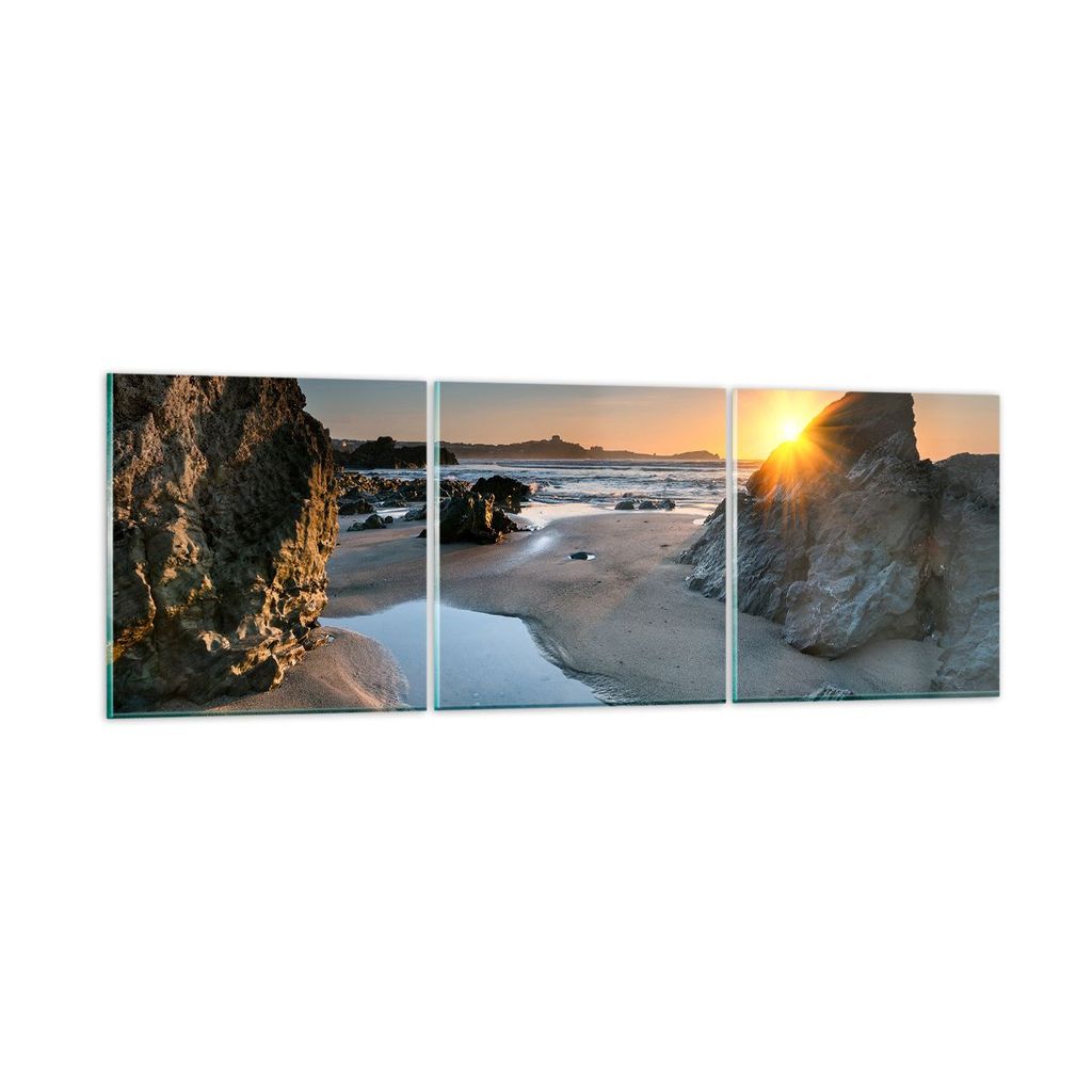 Bilder auf glas - Landschaft britisch Ufer Küste - 150x50cm - Glasbilder - Wandbilder - Kunstdruck - zum Aufhängen bereit - Wanddekoration aus Gl...
