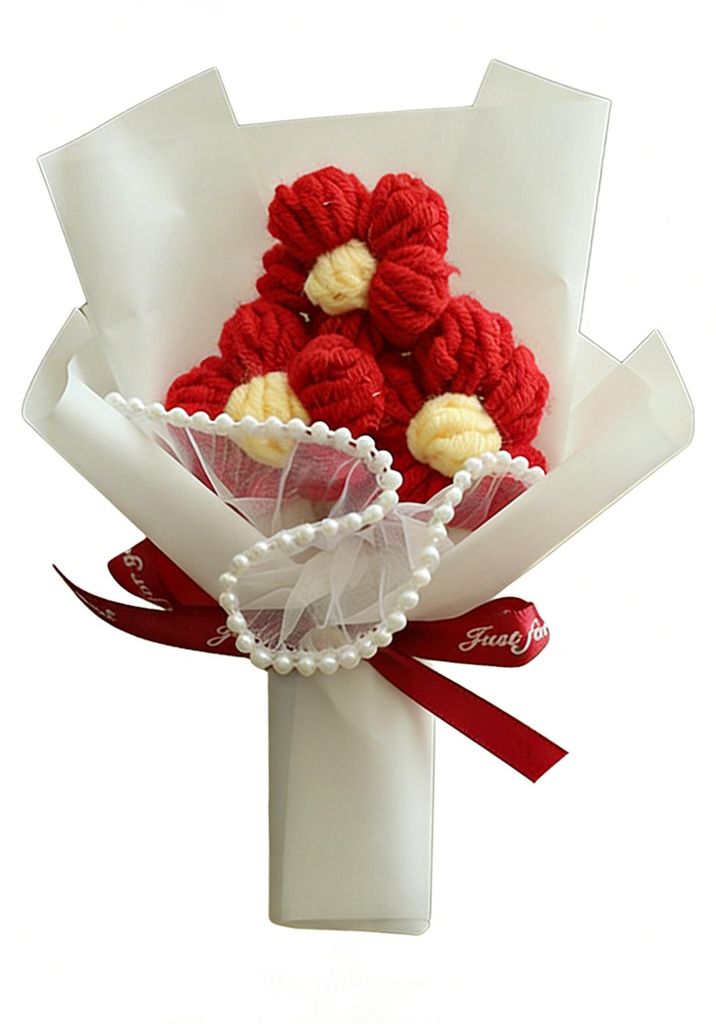 Gehäkelter Blumenstrauß, handgefertigte Strickblumen, Garnblumendekoration, Muttertagsgeschenk, Geburtstagsgeschenk, Weihnachtsgeschenk