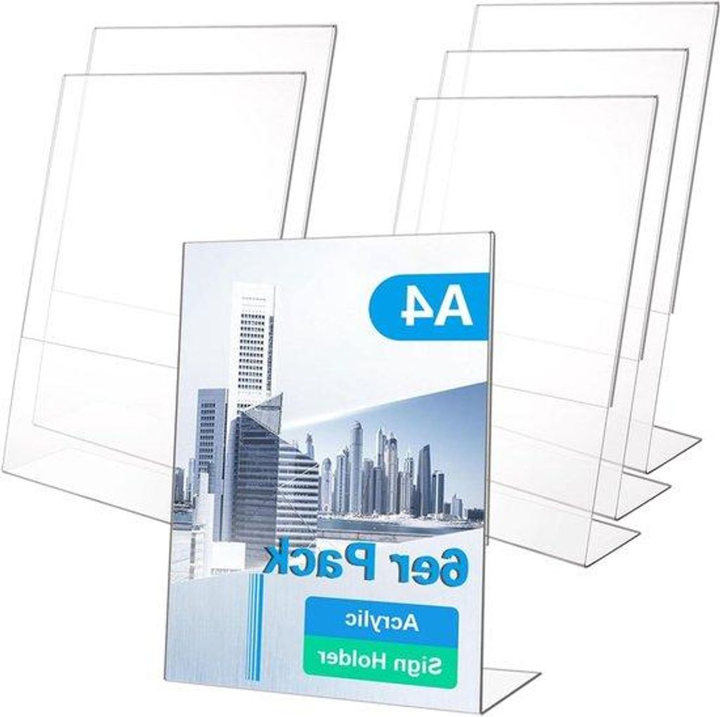 Acryl-Tafelstandaard A4 transparent, L-Form, Standard-Tischhalter, für Fotos, Büro, Restaurant